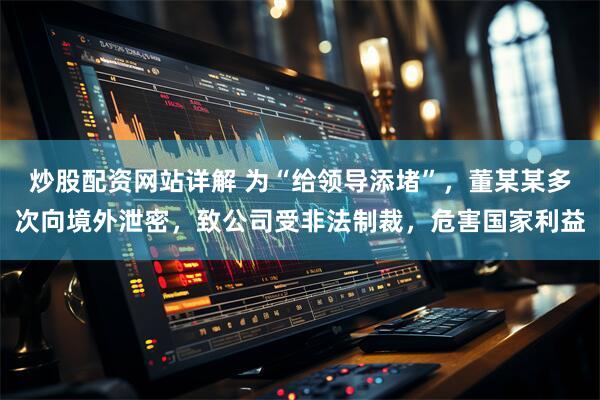 炒股配资网站详解 为“给领导添堵”，董某某多次向境外泄密，致公司受非法制裁，危害国家利益